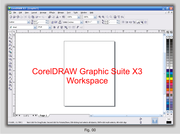 CorelDRAW Graphic Suite X3 workspace